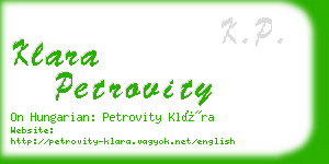 klara petrovity business card